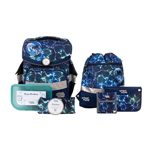 SCHOOL-MOOD - Schulranzen Set Wolf, 7-teilig - Timeless Air+ - ergonomischer Schulranzen Jungen & Mädchen - Schultasche für Kinder in der 1. bis 4. Klasse - Felix (Wolf) von SCHOOL-MOOD