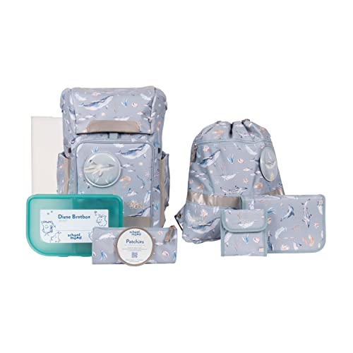 SCHOOL-MOOD - Softbag Schulranzen Set Aqua, 8-teilig - Rebel Air+ - inkl. Zubehör - ergonomischer Schultasche Jungen & Mädchen - Schulrucksack in der 1. bis 4. Klasse - Aqua (Nordic Collection) von SCHOOL-MOOD