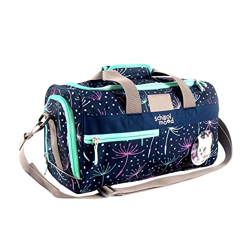 School-Mood Sporttasche für die Grundschule - Geräumig, mit Nassfach, Reißverschluss, abnehmbarem Schultergurt & reflektierenden Flächen, Trainingstasche & Freizeittasche (Lina Kätzchen) von SCHOOL-MOOD