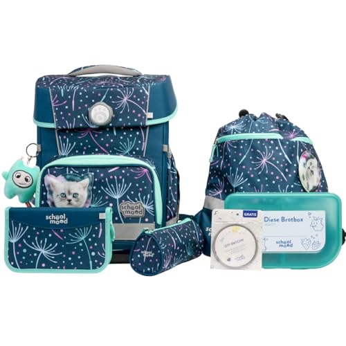 SCHOOL-MOOD Champion Pro Lina Kätzchen Schulranzenset 7-teilig 21,5L Stauraum, ergonomisches Easy Fit System für 1 m bis 1,50 m Körpergröße, standfest, wasserdichter Stoff mit Reflektoren SCHOOL-MOOD Champion Pro Lina Kätzchen Schulranzenset 7-teilig 21,5L Stauraum, ergonomisches Easy Fit System für 1 m bis 1,50 m Körpergröße, standfest, wasserdichter Stoff mit Reflektoren von SCHOOL-MOOD