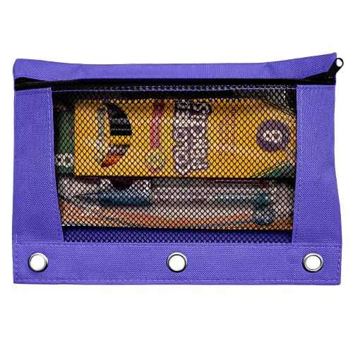Schulio Federmäppchen für 3-Ringbuch | Federmäppchen in lila Farbe für Kinder und Erwachsene | Reißverschluss-Bleistiftbeutel für Stifte und Bleistifthalter Mehrzweck-Bindertasche | spezielles von SCHOOLIO