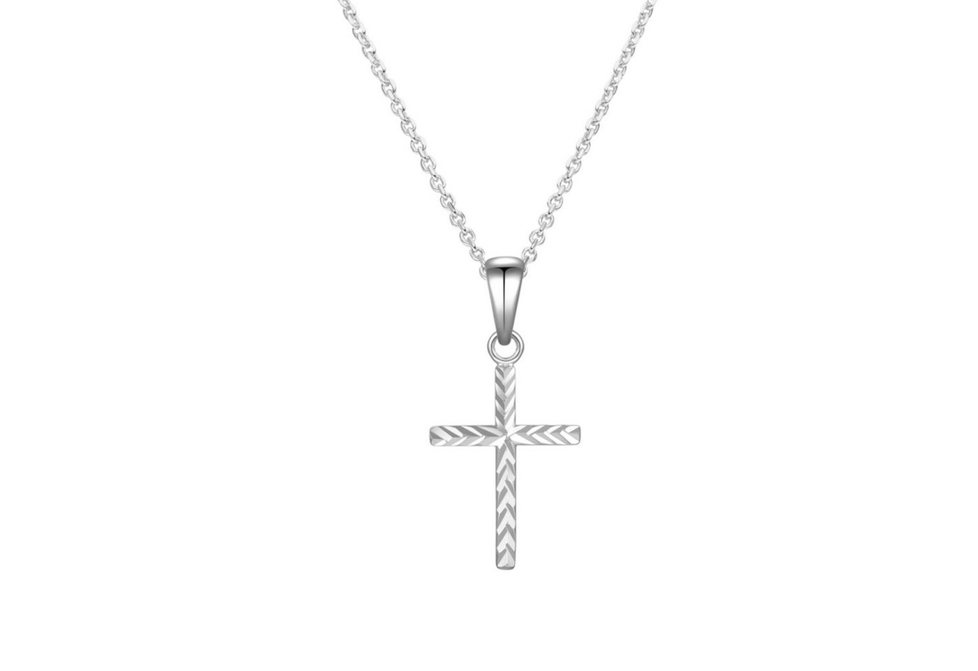 SCHOSCHON Kette mit Anhänger Anhängerkette Kreuz diamantiert Silber 925, Geschenk Mädchen Konfirmation Firmung Kommunion von SCHOSCHON