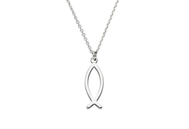 SCHOSCHON Kette mit Anhänger Halskette ICHTHYS Fisch-Symbol 925 Silber Christusfisch Jesusfisch, Geschenk Mädchen Konfirmation Firmung Kommunion von SCHOSCHON