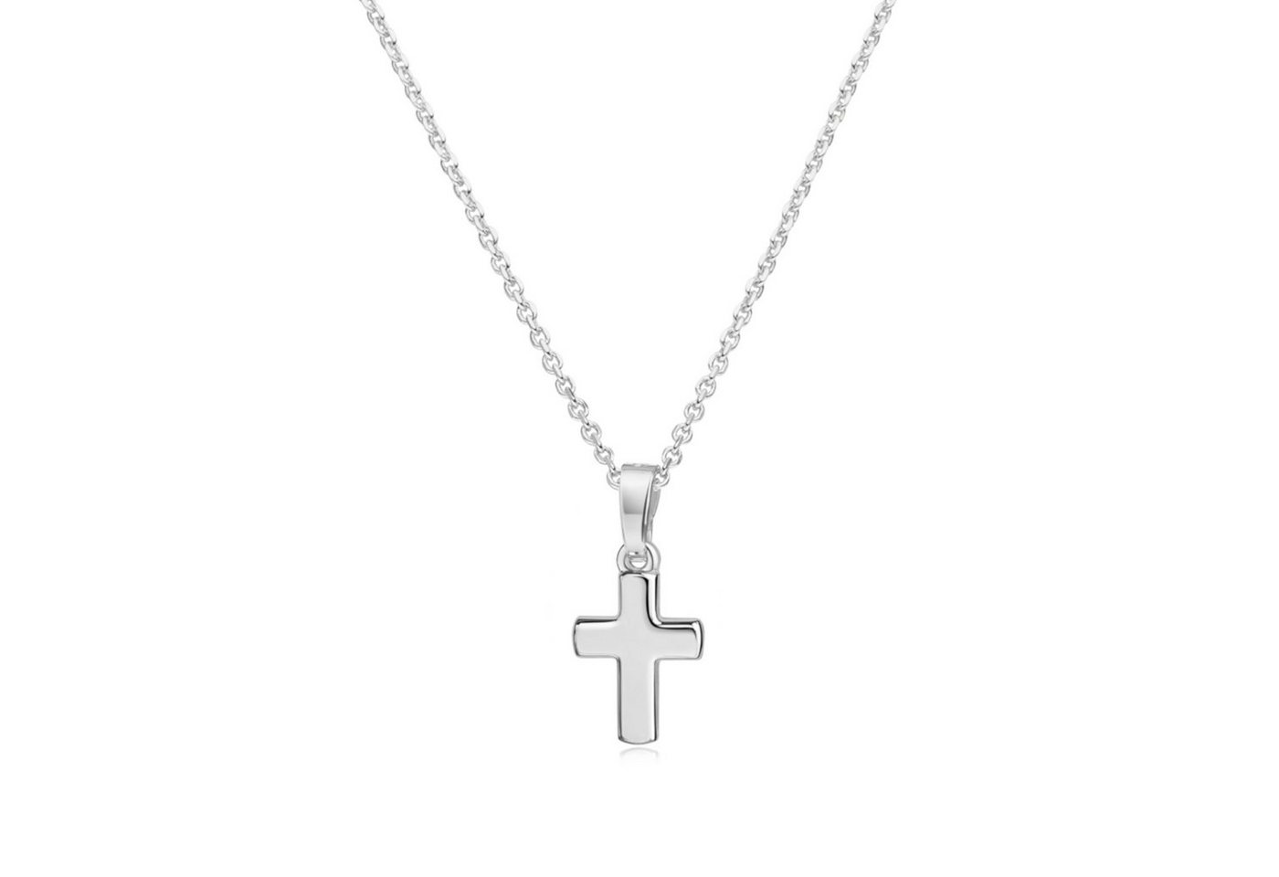 SCHOSCHON Kette mit Anhänger Halskette Kreuz Anhänger mini 12 mm 925 Silber rhodiniert, Geschenk Mädchen Konfirmation Firmung Kommunion von SCHOSCHON