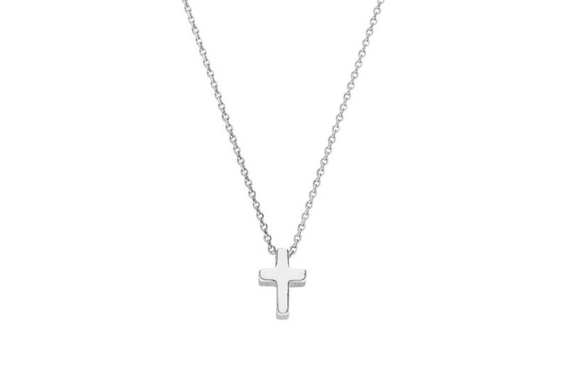 SCHOSCHON Kette mit Anhänger Halskette Kreuz Anhänger mini 12 mm 925 Silber rhodiniert, Geschenk Mädchen Konfirmation Firmung Kommunion von SCHOSCHON