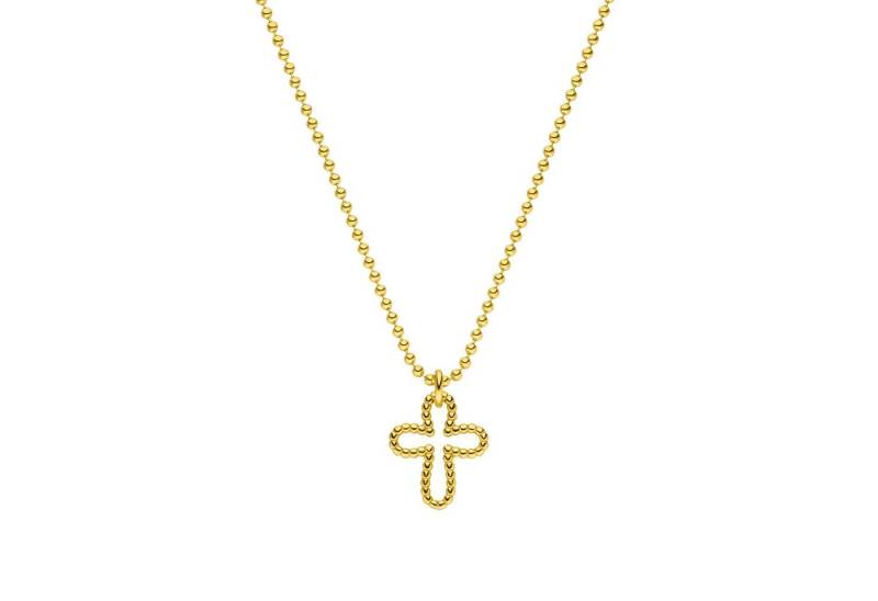 SCHOSCHON Kette mit Anhänger Kugelkette Kreuz-Anhänger aus Kugeln 925 Silber vergoldet, Geschenk Mädchen Konfirmation Firmung Kommunion von SCHOSCHON