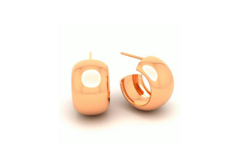 SCHOSCHON Paar Creolen Bauchige Halbcreolen 925 Silber vergoldet, Ohrschmuck für Damen aus 925 Silber von SCHOSCHON