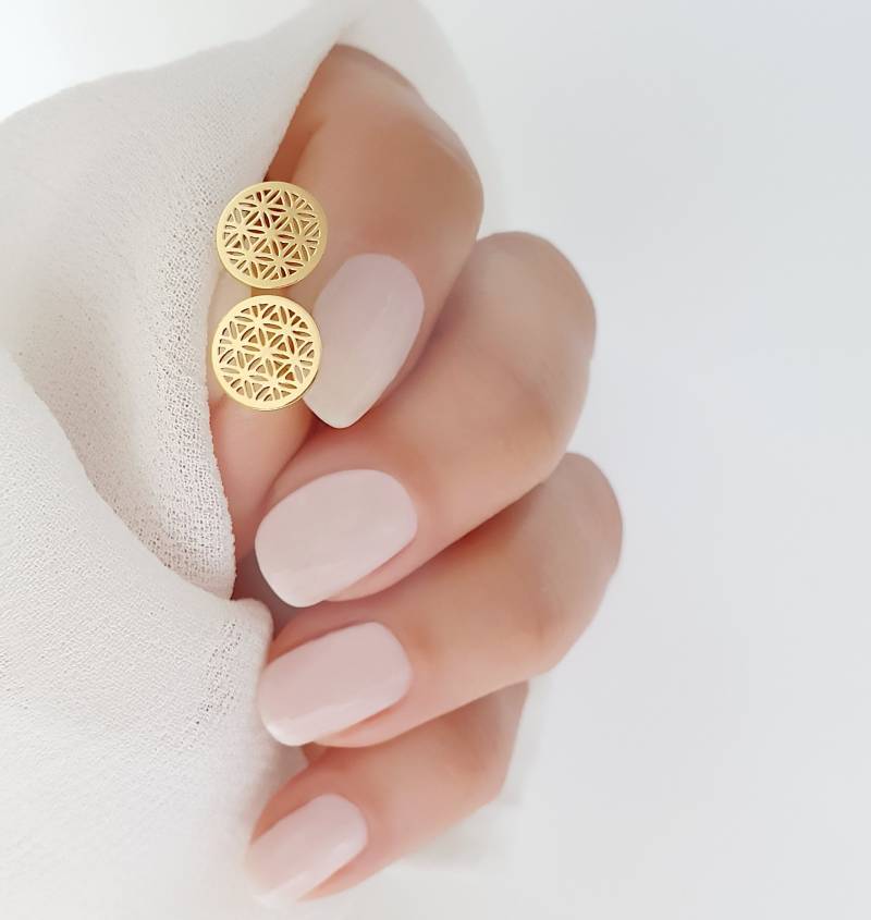 Schoschon Blume Des Lebens Ohrstecker 925 Silber - Vergoldet Kleine Lebensblume Ohrringe Stecker Blümchen Geschenk Für Frauen von SCHOSCHON