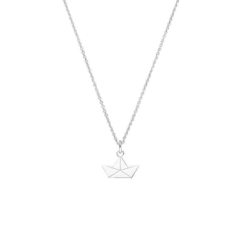 Schoschon Halskette Papierboot Anhänger Silber | Maritim Kette Boot Papierschiff Origami Schmuck Papierschiffchen Segelschiff Anhängerkette von SCHOSCHON