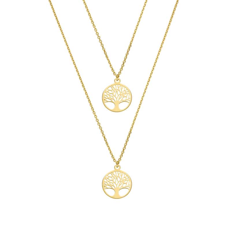 Schoschon Mutter Tochter Lebensbaum Halsketten Set 925 Silber Vergoldet Ø 12 Mm | Schmuck Baum Des Lebens Partnerlook von SCHOSCHON