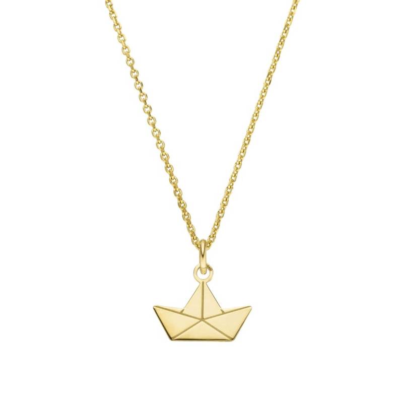 Schoschon Paierboot Halskette 925 Silber Vergoldet - Muttertag Kette Boot Papierschiff Origami Anhängerkette Papierschiffchen Segelschiff von SCHOSCHON