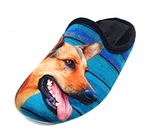 Schuhkönig Hausschuh Pantoffel HELLE Sohle Schäferhund 5554054 (numeric_39) von Schuhkönig