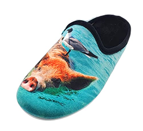 Schuhkönig Hausschuh Pantoffel HELLE Sohle Schwein und Möwe 5554052 (Numeric_40) von Schuhkönig