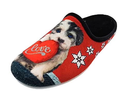 SCHUHKÖNIG Hausschuh Pantoffel HELLE SohleSüßer Welpe Herz LOVE 5553624 (numeric_39) von SCHUHKÖNIG