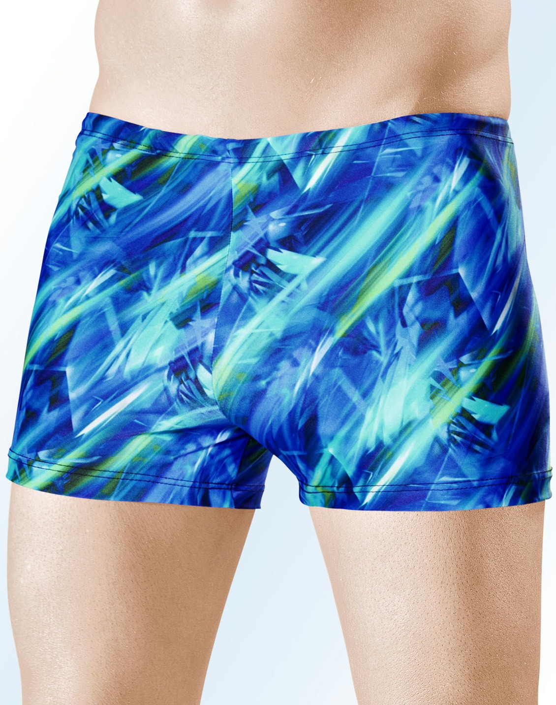 Schwab Badehose in höherer Kastenform mit Alloverdessin, Royalblau-Bunt, Größe 7 von Schwab