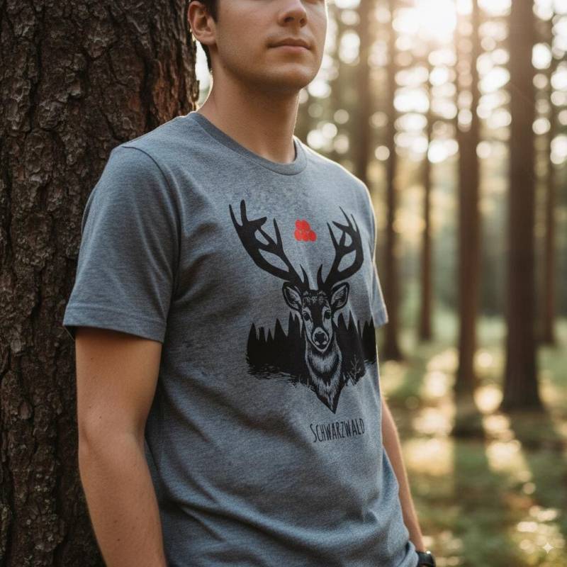 Schwarzwald Hirsch T-Shirt Bollenhut Geschenk Black Forest von SCHWARZWALDFARBE