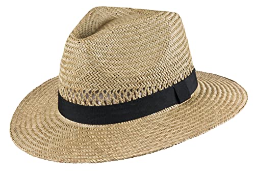 Scippis Barrow – Luftiger Strohhut für Damen & Herren | Sommerhut mit schwarzem Hutband | Atmungsaktiver Outdoorhut für Freizeit, Urlaub & Garten, Größe L, Natur von SCIPPIS