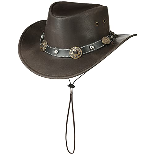 Scippis Concho Lederhut Classic Cowboyhut Australienhut (L/58-59 - braun) von Scippis