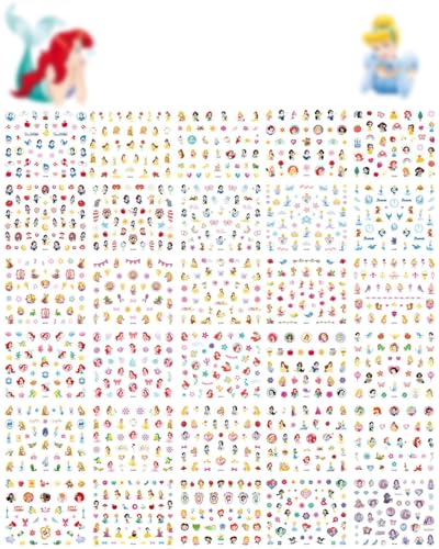 SCJJZ 30 Blatt Nagelsticker Nagelsticker Selbstklebend Meerjungfrau Prinzessin Nageldesign selbstklebend Nail Sticker Nageldesign Zubehör Nagelaufkleber für DIY Dekorationen, Maniküre, Handyhüllen von SCJJZ
