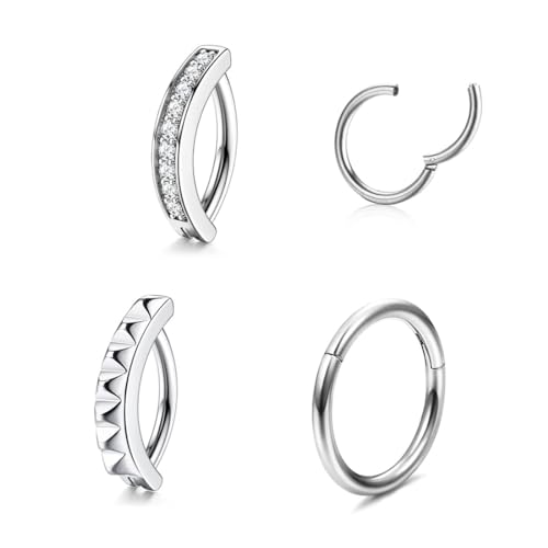 SCJJZ Bananabells,Damen Bauchnabelnagel polierter Edelstahl Zirkon Nabelring Piercing Schmuck (3 Stück Silber) von SCJJZ