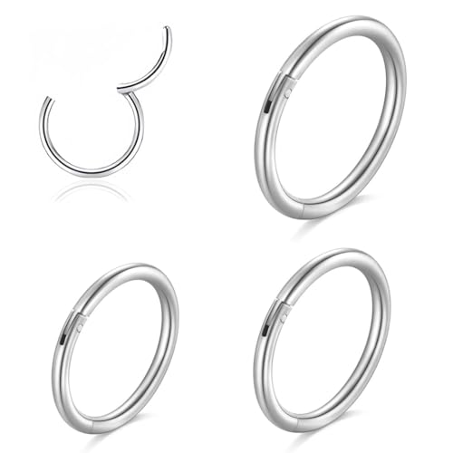 SCJJZ Piercing-Ringe,3 Stück Damen Hoop Nasenringe, 316L Edelstahl Piercing Schmuck Nasenring Offene Hoop Nahtlose Ohrringe (Silber) von SCJJZ