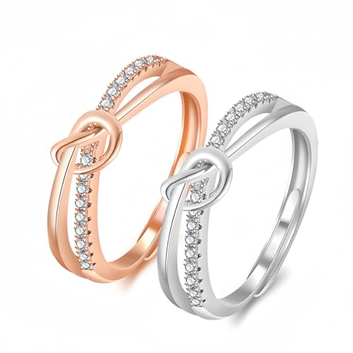 SCJJZ Ringe für Damen,Dünner verstellbarer Ring, stapelbarer Fidget-Ring, doppelt gewickelter offener Ring (2 Stück) von SCJJZ