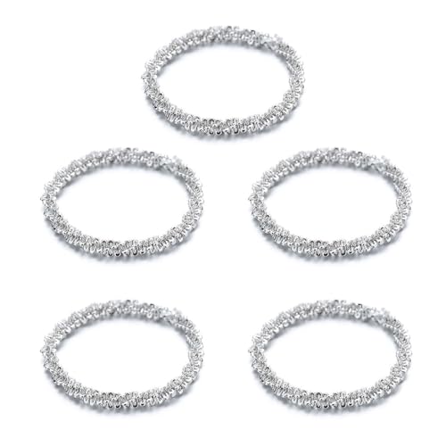 SCJJZ Ringe für Damen,Funkelnder dünner Silberring im einfachen Stil Zeigefingerring Damenmodeschmuck (5 Stück Silber) von SCJJZ