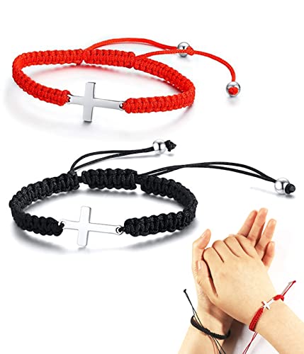 SCJJZ armband damen,damen armband,schmuck,schmuck damen,geburtstagsgeschenk für frauen,Geflochtenes Seilarmband Kreuz Handgeflochtenes Armband Edelstahl Kreuzarmband von SCJJZ