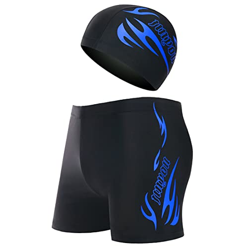 SCJJZ Badehose Herren,Badehosen für Herren,Badekappe,Herren Badehose Boxer Badeshorts mit Badekappe 2er Set (Badehose: XXL Größe) von SCJJZ
