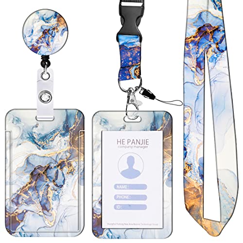 SCJJZ kartenhalter,ausweishülle,schlüsselband,schlüsselanhänger ausziehbar,schlüsselkette,ausweishalter,Einfach zu ziehender PVC-ID-Kartenhalter Polyester-Lanyard-Set von SCJJZ