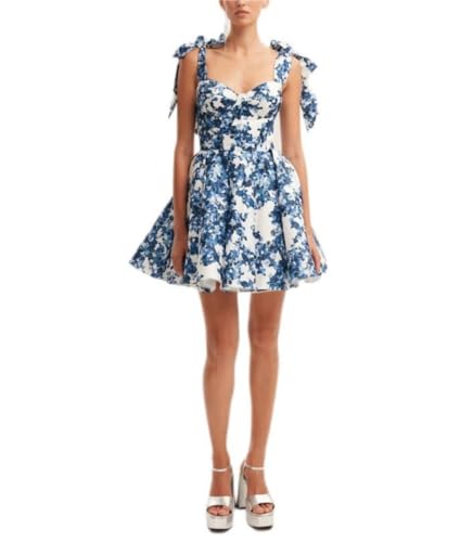 Abendkleid Ballkleider Lange Damen Elegant Floral Print Prom Spaghetti A-Linie Backless Satin Hochzeitskleid Brautkleid Prinzessin Kleider Brautjungfernkleider Galakleid (1,S) von SCLEROPAGES