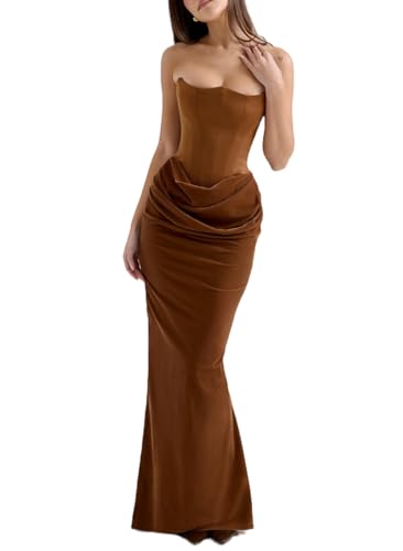 SCLEROPAGES Abendkleid Ballkleider Damen Elegant Prom Maxi Dress Stain Backless Brautkleid Hochzeitskleid Galakleid Prinzessin Kleider Brautjungfernkleider (Gelb,S) von SCLEROPAGES