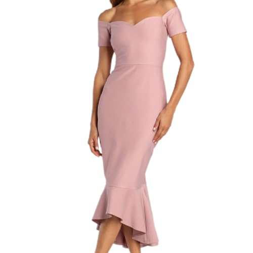 SCLEROPAGES Damen Figurbetont Ärmellos Maxi Cocktailkleid Enges Bodycon Abendkleid mit Röhrenoberteil Elegant Bleistiftkleid Maxikleid Club Sexy Vintage Partykleid (rosa,XXL) von SCLEROPAGES