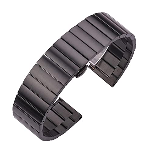 SCLHouiX Feststoff -Edelstahl -Uhrenband -Armband 16 mm 18 mm 20 mm 22 mm silberschwarz gebürstete Metallwächter -Gurtgurt (Farbe: Schwarz, Größe: 22 mm) von SCLHouiX