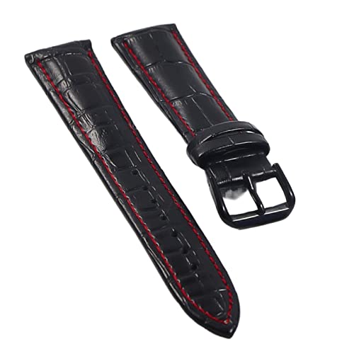 SCLHouiX Leder Uhrenbänder 18mm 20 mm 22mm Uhr Stahlstift Schnalle Bandband Armband Armband Uhren Band Uhrengurt (Farbe: Schwarz Gold, Größe: 24 mm) von SCLHouiX