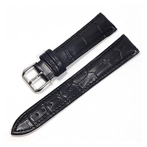 SCLHouiX Leder Uhrenbänder 18mm 20 mm 22mm Uhr Stahlstift Schnalle Bandband Armband Armband Uhren Band Uhrengurt (Farbe: Schwarz Gold, Größe: 24 mm) von SCLHouiX