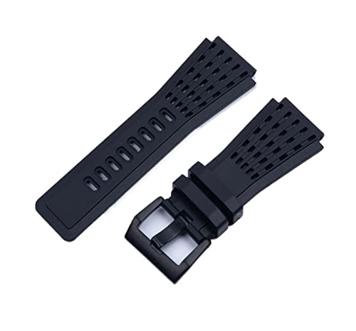SCLHouiX Qualitativ hochwertiges staubdichtes 34 mm*24 mm schwarzes Gummi -Uhrband für Glocken Uhrengurt Ross BR01 BR03 Armbandgürtel von SCLHouiX