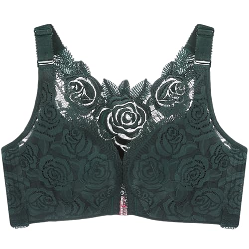 BH mit Frontverschluss für Damen Spitze hinten Push Up Ungepolsterter bügelfreier Bralette-BH von SCOCCA