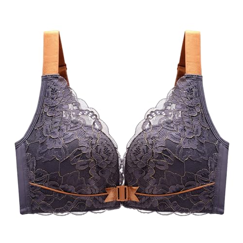 BHS mit vorderem Verschluss Spitze Plus Size Volle Abdeckung Bügel ungefüttert Stütz-BH Spitze V-förmiges Rückendesign von SCOCCA