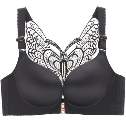 Bügelloser Push-up-BH für Damen in großer Größe Nahtloser Frontverschluss Spitze Butterfly Beauty Back High Support Daily BH von SCOCCA