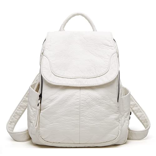 Damen-Tasche aus weichem PU-Leder, klein, niedlich, für Schule und Mädchen, Umhängetasche, Fashion Daypack, Weiß, S, von SCOFY FASHION