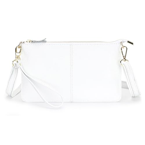 SCOFY FASHION Kleine Umhängetasche aus 100 % echtem Leder, für Damen, minimalistische Geldbörsen und Handtaschen, Pkm801-white 2, ONE SIZE von SCOFY FASHION