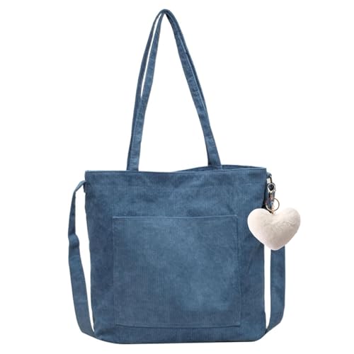 SCOFY FASHION Cord Einkaufstaschen Für Frauen Große Einkaufstaschen Mode Minimalistische Top Henkel Taschen Handtasche Umhängetasche Für Damen (Blau) von SCOFY FASHION