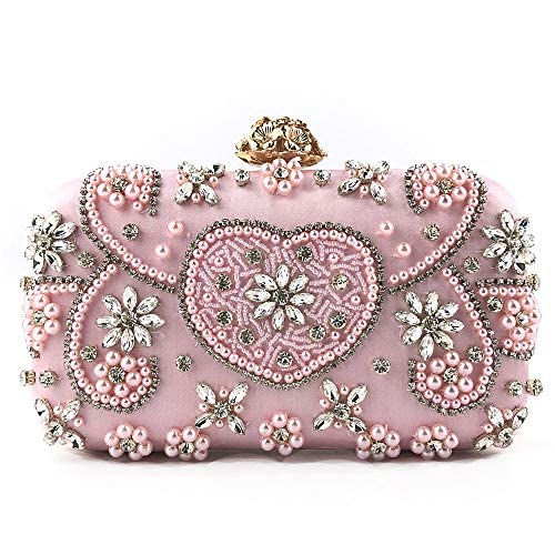 SCOFY FASHION Floral Perlen Clutch Bag Damen Sparkly Purse Prom Hochzeitstasche Perle Abendtasche Brauttasche Für Frauen Party Handtasche (Rosa) von SCOFY FASHION