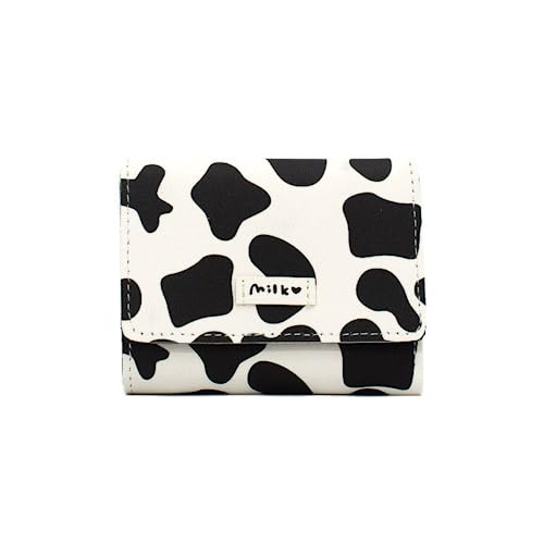 SCOFY FASHION Frauen Nette Kurze Brieftasche Kuh Druck Milch Münze Geldbörsen für Mädchen Kartenhalter Tragbare Handtasche, schwarz / weiß von SCOFY FASHION