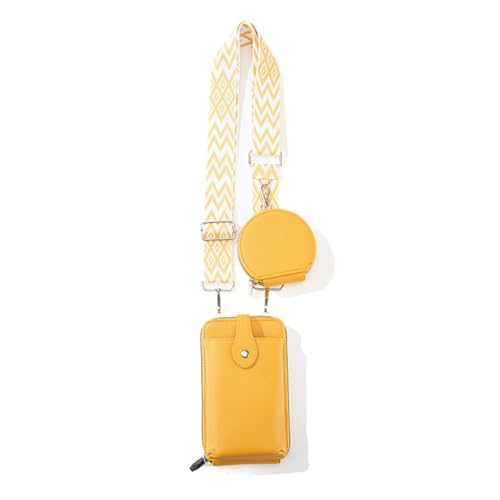 SCOFY FASHION Kleine Handy-Umhängetaschen für Frauen Minimalistisches PU-Leder 2-teiliges Set Kleine Umhängetasche (Gelb) von SCOFY FASHION