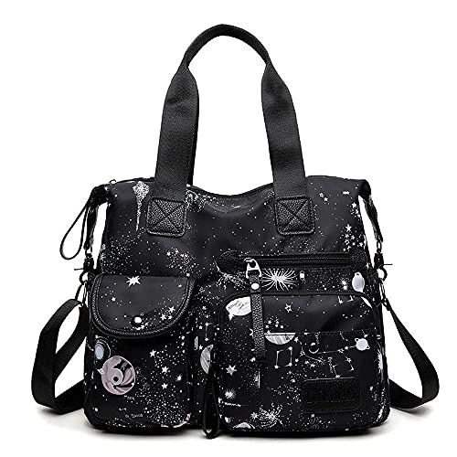 SCOFY FASHION Multi-Pocket-Crossbody-Taschen für Frauen, bedruckte Tote-Umhängetaschen für Shopping-Freizeit-Handtaschen,Schwarz Stil 1 - Größe: Medium von SCOFY FASHION
