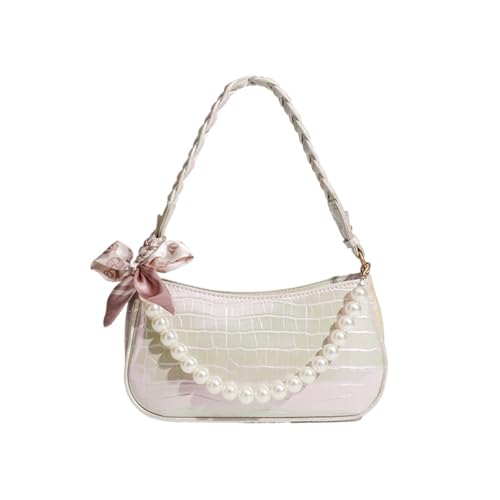SCOFY FASHION Perle Laser Umhängetaschen Für Frauen Kleine Krokodil PU Leder Handtaschen Und Geldbörsen Vintage Tasche (Beige) von SCOFY FASHION