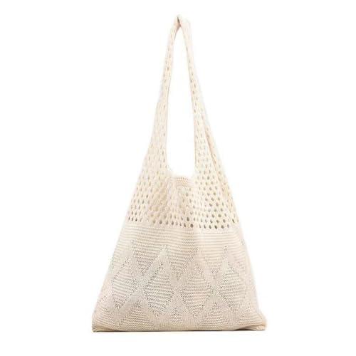 SCOFY FASHION Vintage Wunderschöne Häkel Einkaufstasche, Mesh Strandtasche Für Frauen Gewebte Umhängetasche Urlaub Gestrickte Boho Top Handle Tasche (Beige) von SCOFY FASHION