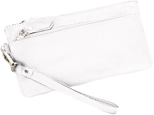 SCOFY FASHION Weiche Echtleder Armband Clutch Taschen für Frauen Kleine Handy Handtaschen Lange Brieftasche Mode Geldbörsen (Weiß) von SCOFY FASHION